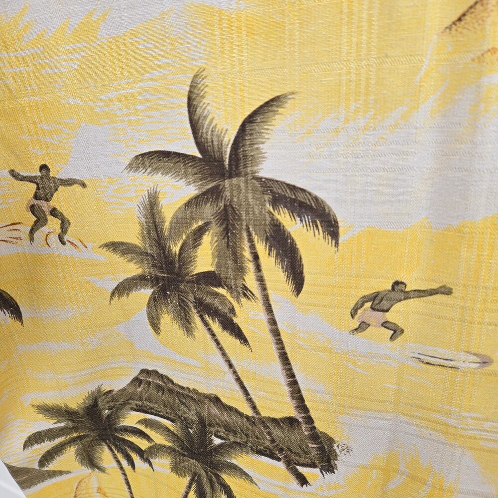 Bill Blass Silk Hawaiian Short Sleeve Button Shirt Vacation Surf Yellow sz Large - Picture 11 of 15